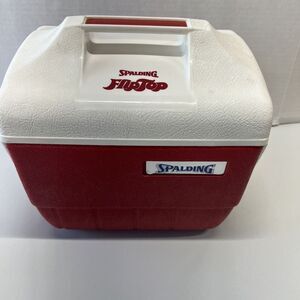 Vintage Spalding‎ Flip Top Red Cooler White Top Camping Sporting Fishing